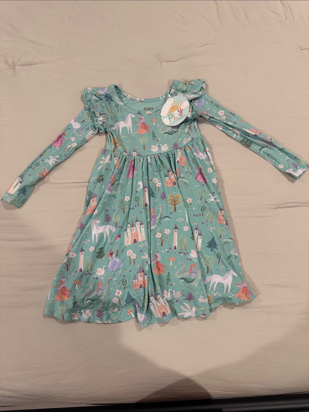 Little Sleepies Mint Fairy Princess Long Sleeve Dress